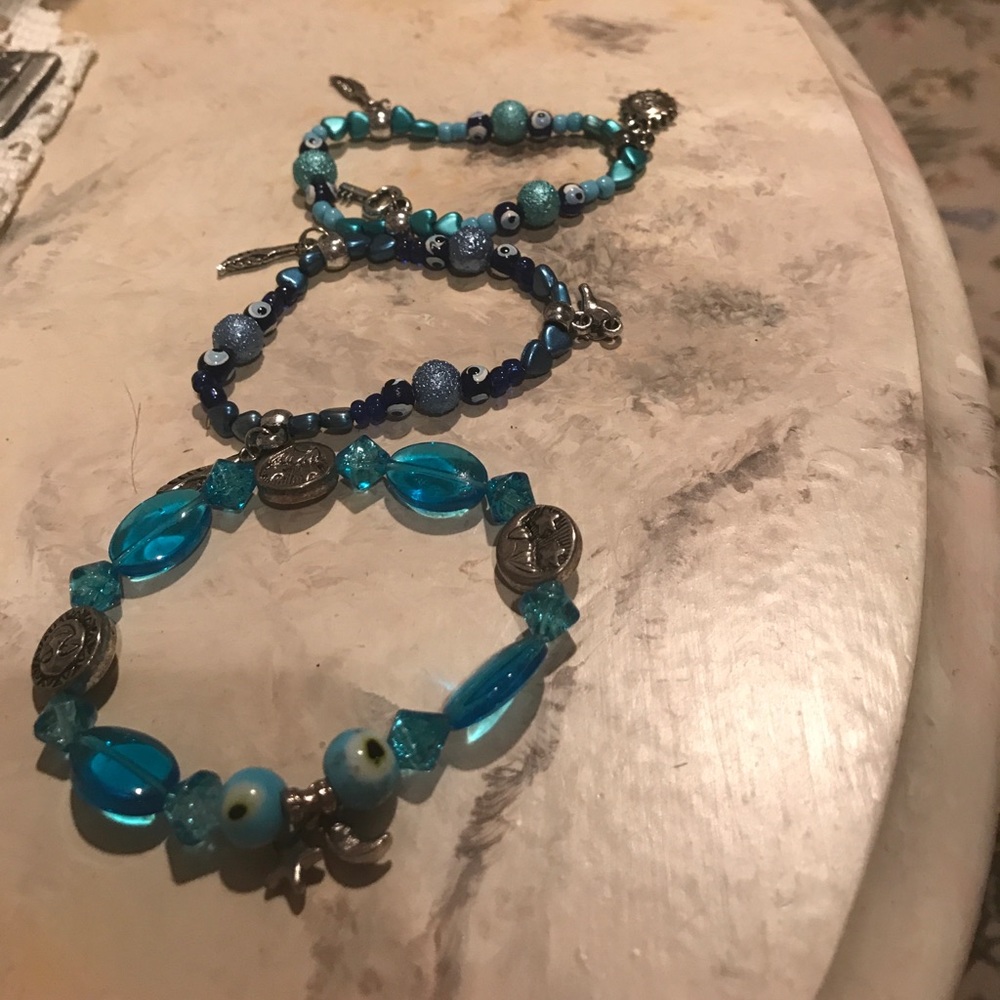 Good luck blue evil eye bracelet set