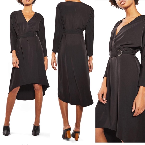 Topshop Dresses & Skirts -  Topshop Black O-Ring Wrap Midi Dress - 6