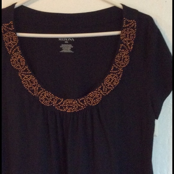 PLUS SIZE MERONA TOP WITH BEADED NECKLINE, XXL. - Picture 4 of 5