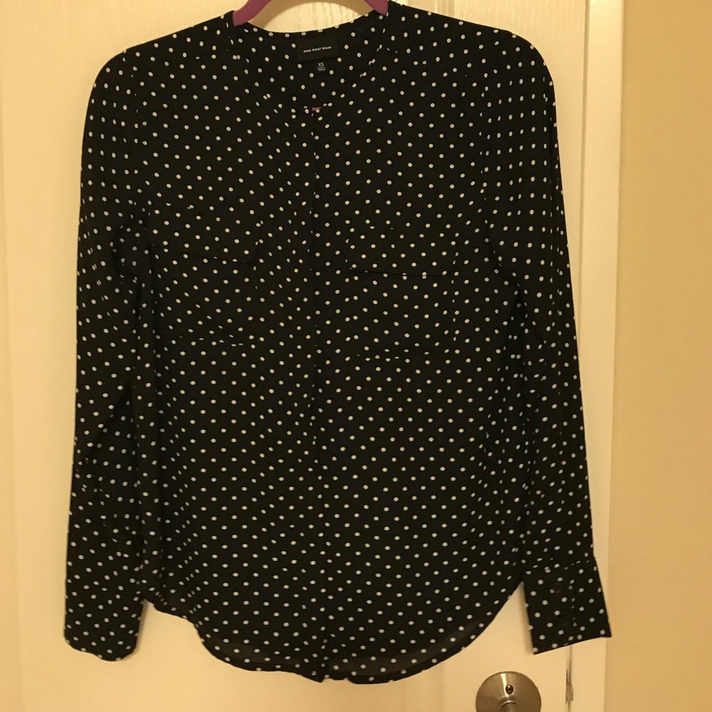 New Polka Dot Button Down Blouse -XS