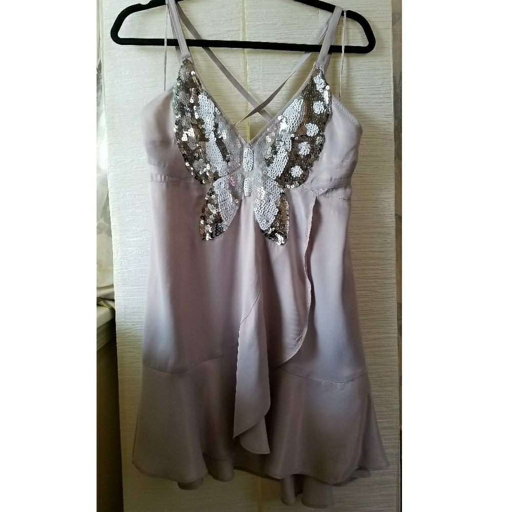 Free People Grey Babydoll Butterfly Sequence