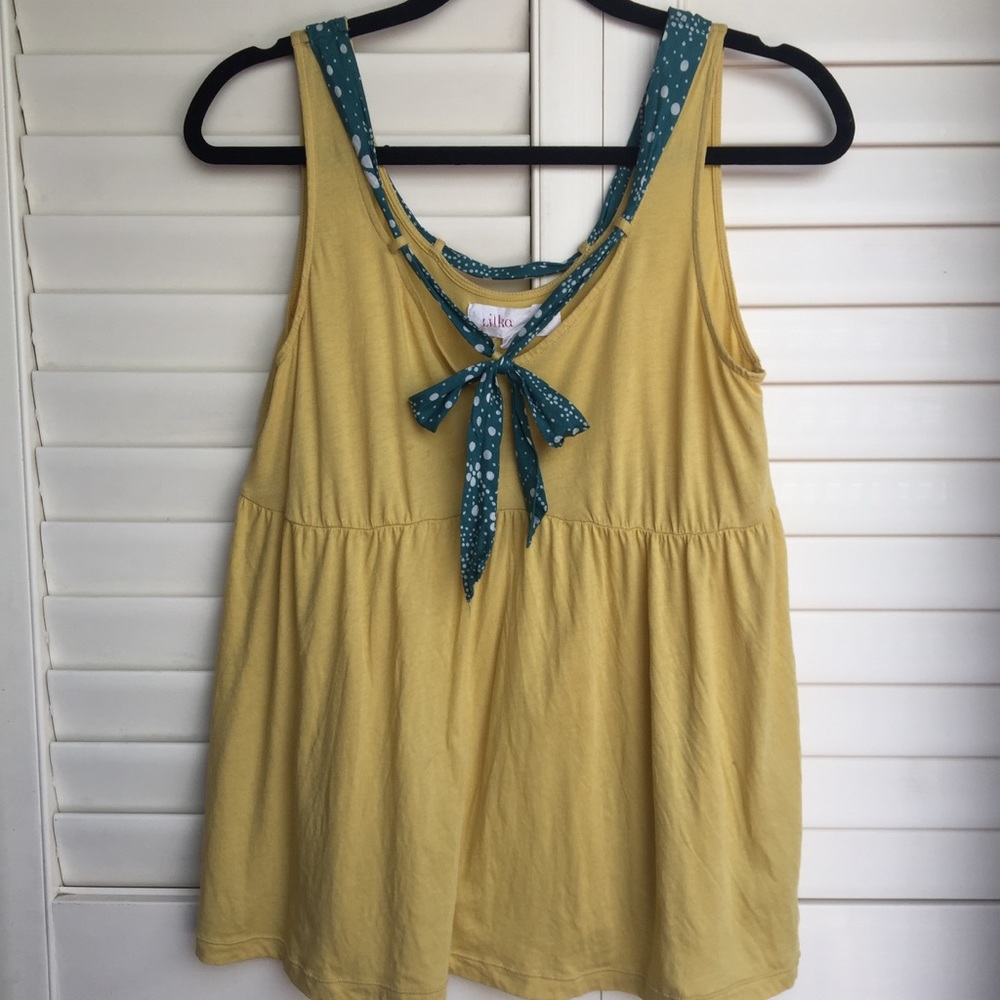 Anthropologie Lilka chartreuse tank top L