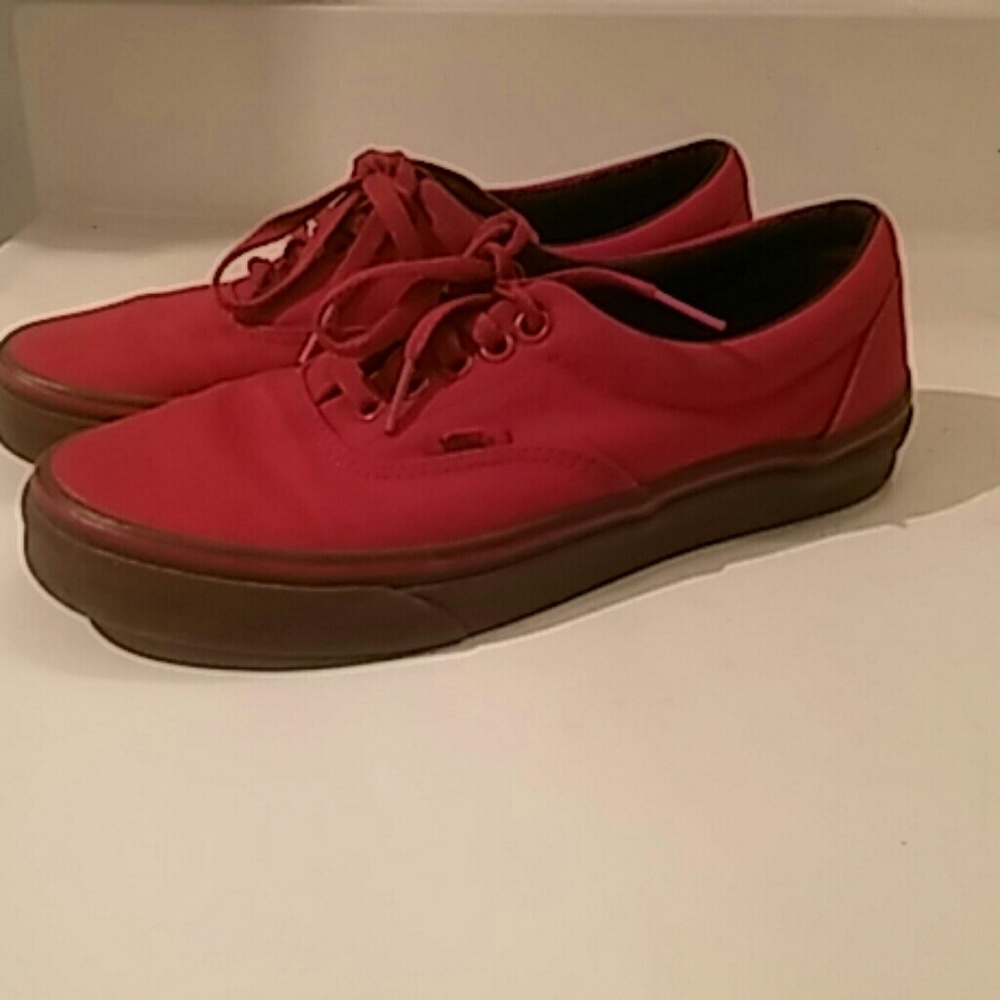 Red vans with Brown and red sole