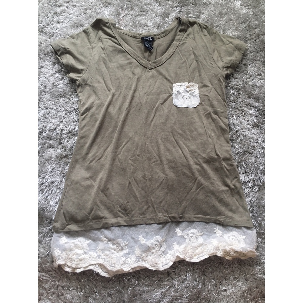 Olive green lace t shirt
