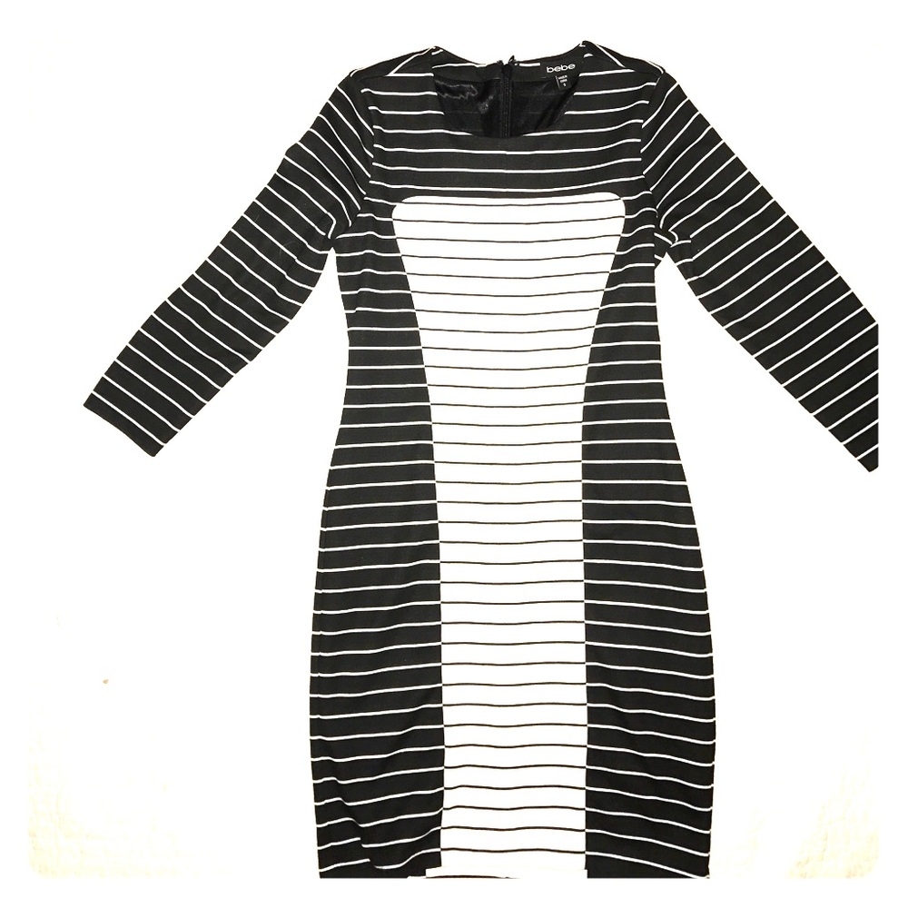 Black 🖤and white striped dress. Size S from BeBe