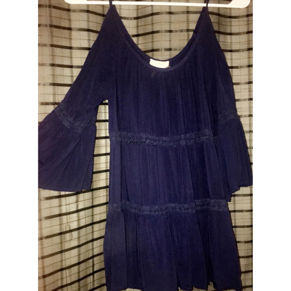 Navy blue bell sleeve shirt
