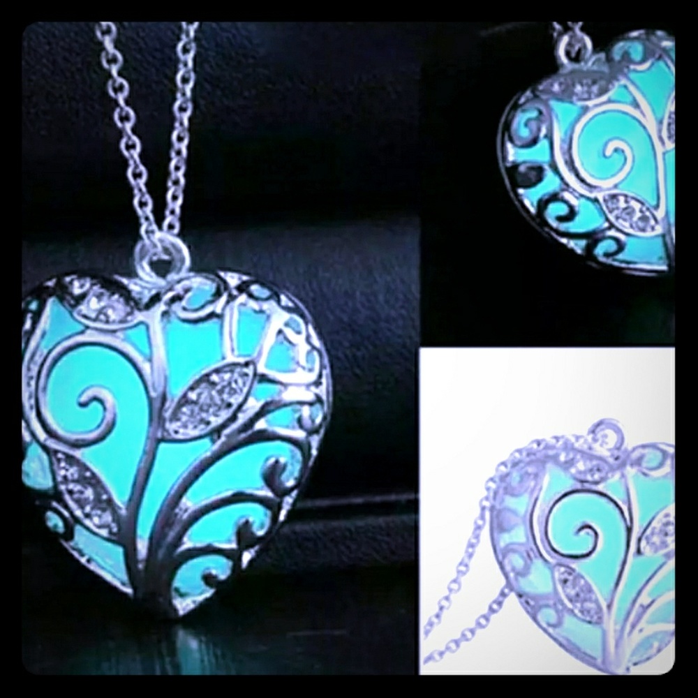 New Glow In The Dark Heart Shaped Necklace
