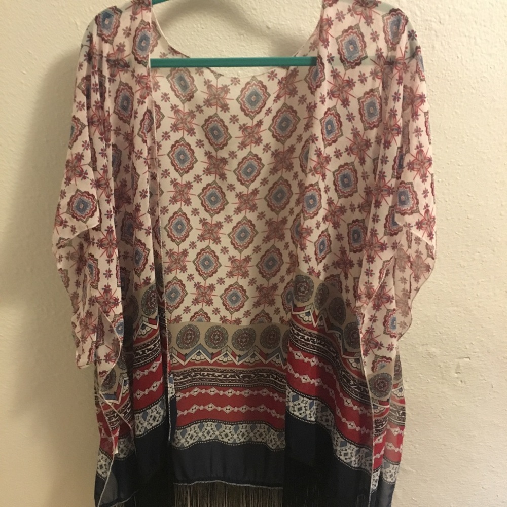 Navy, black and red kimono.