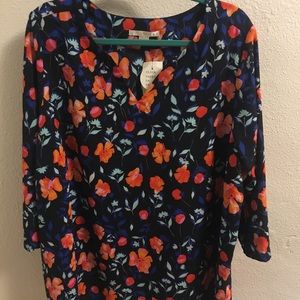 New, with tags! Blue and orange floral blouse.