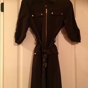 A brown Michael Kors zip up dress.