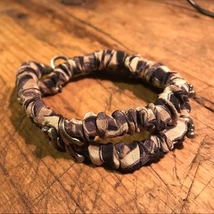 M.Cohen vintage silk double wrap with silver bones