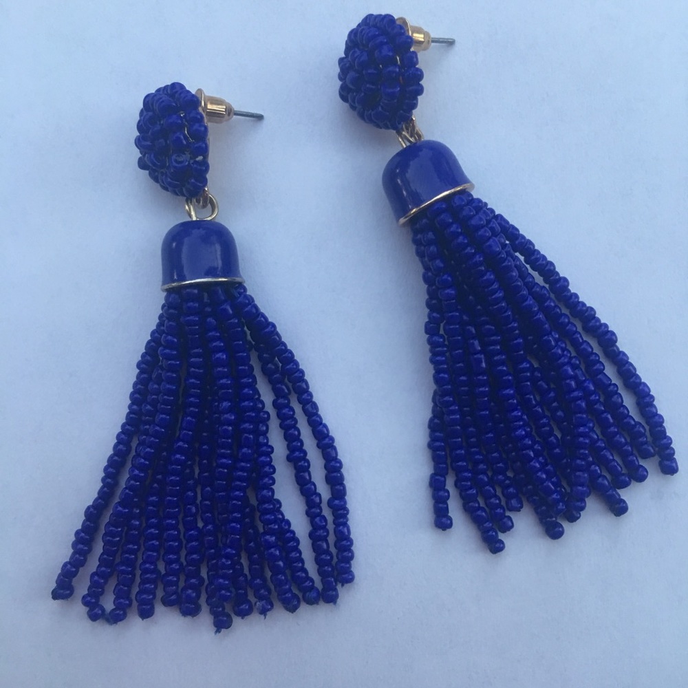 Blue Tassel Bead Earrings
