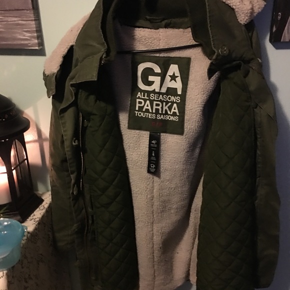 Olive green double layered winter coat - Picture 5 of 5