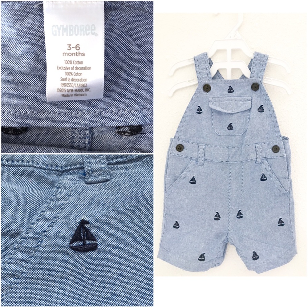 Gymboree blue sale boat overalls (3-6 months) - Picture 2 of 4