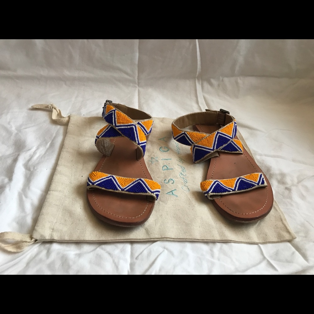 Aspiga Chahana beaded Sandals in blue and orange