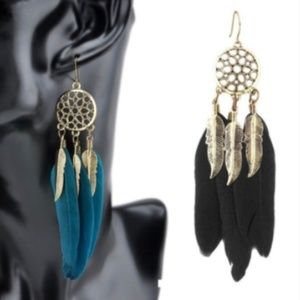 ✅SOLD✅ Two Tibetan Gold Black Blue   Earrings