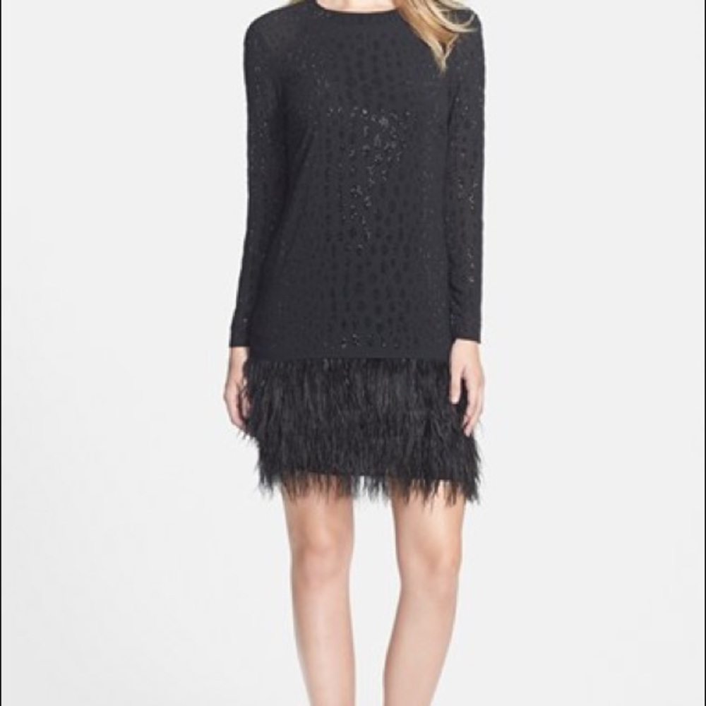 Michael Kors embellished feather trim dress NWOT