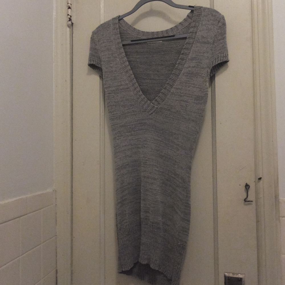 Promod Slinky Knit V-Neck Tunic in Gray