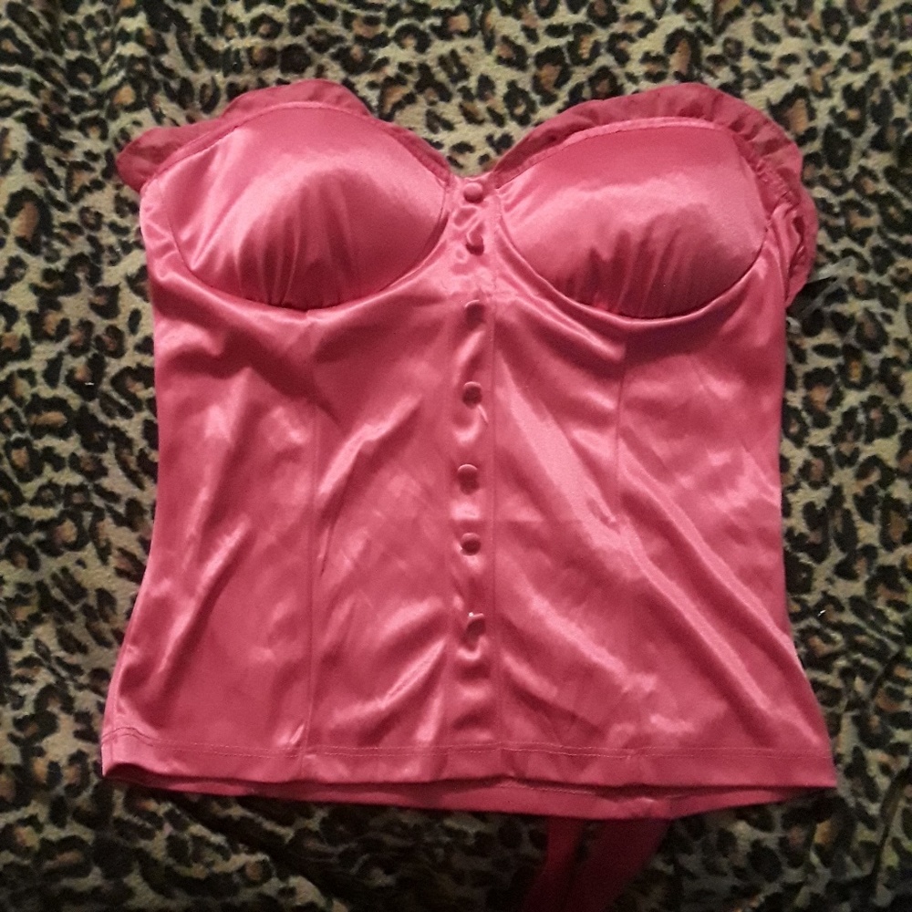 Pinup rockabilly pink satin halter top