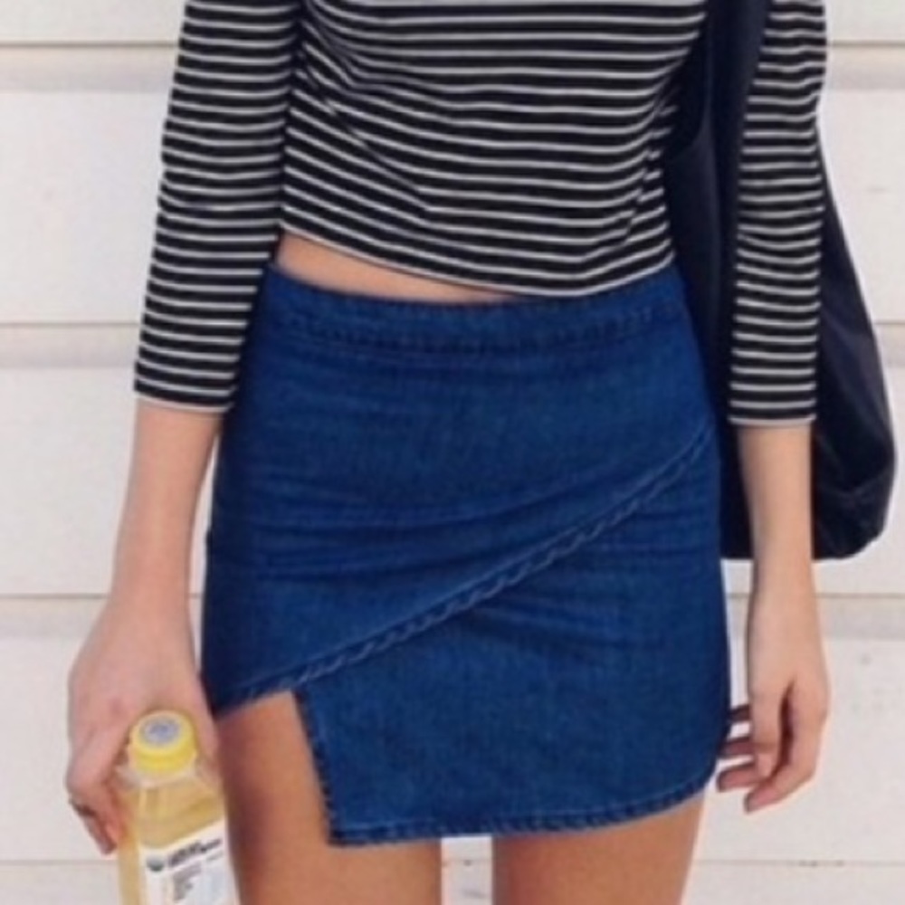 Brandy Melville Audrey Denim Wrap Skirt
