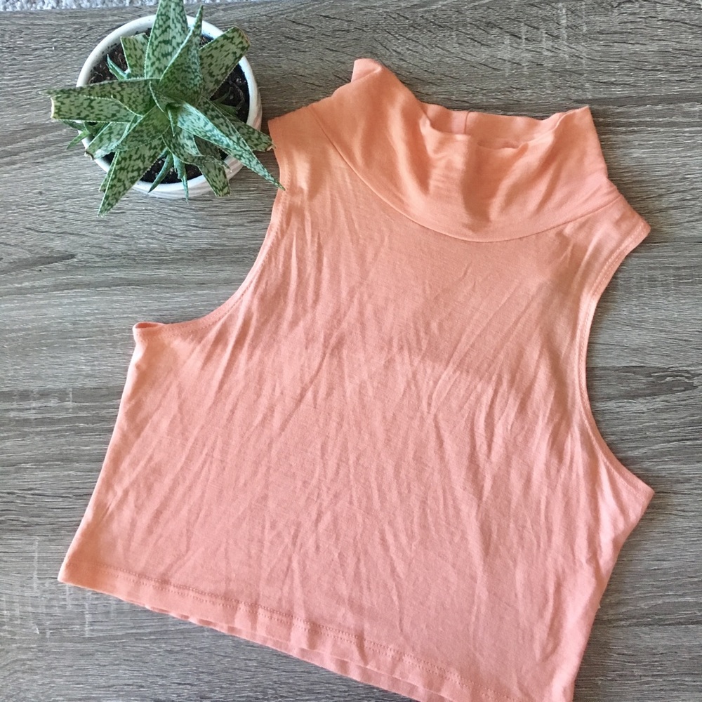 Peach high neck crop top