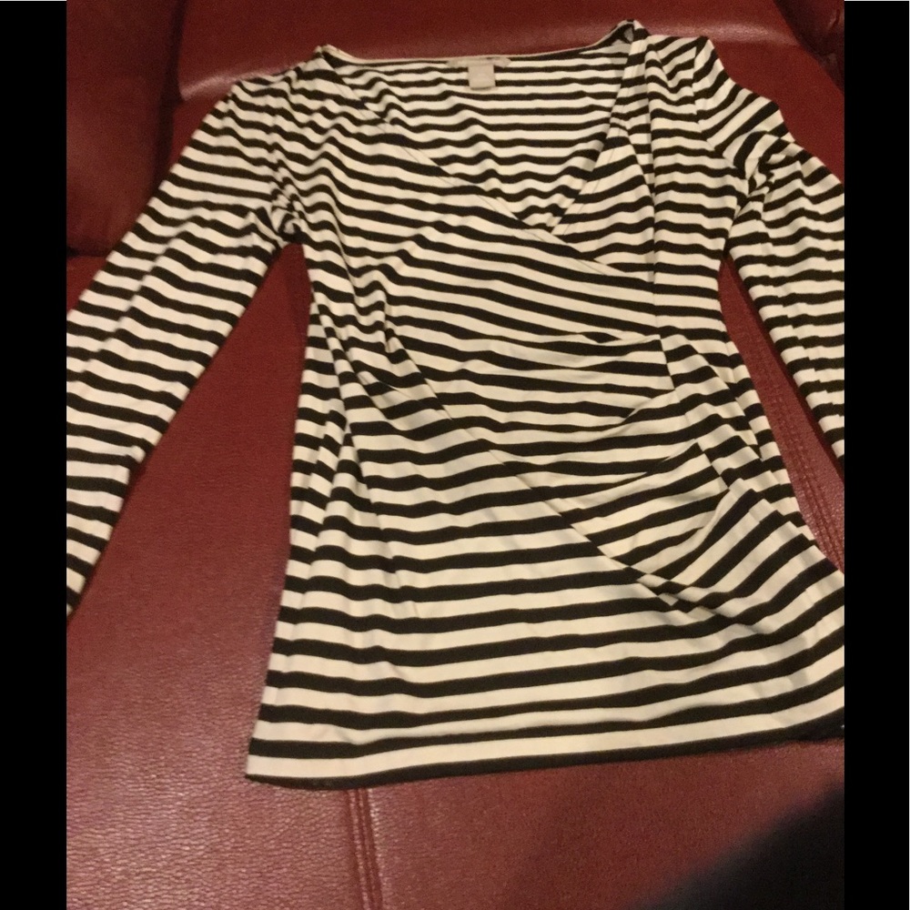Banana republic black and white striped top