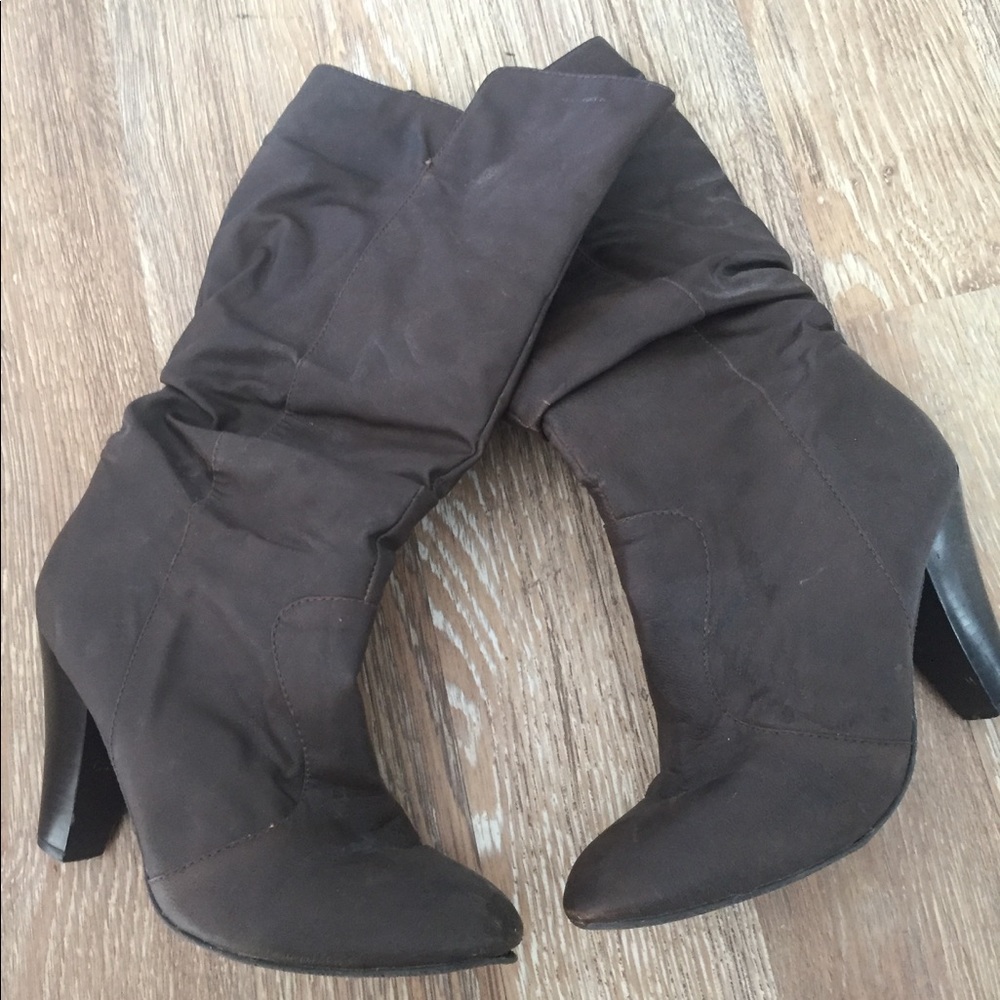 Brown heeled boots