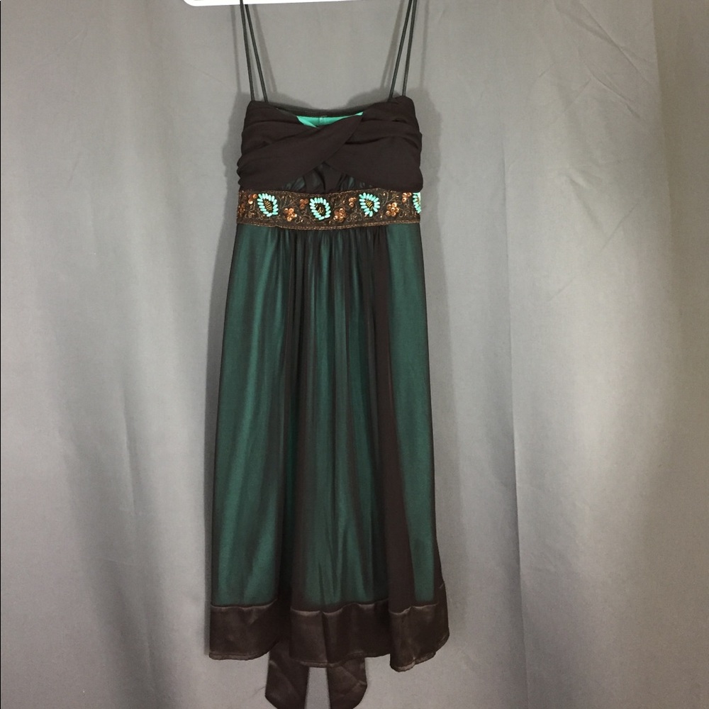 Brown and sea-foam dress