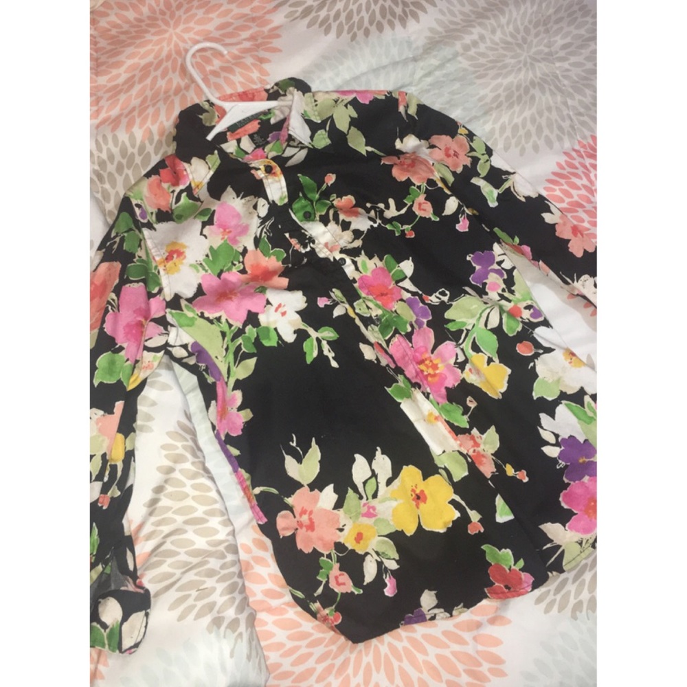 Button up flowered long sleeve