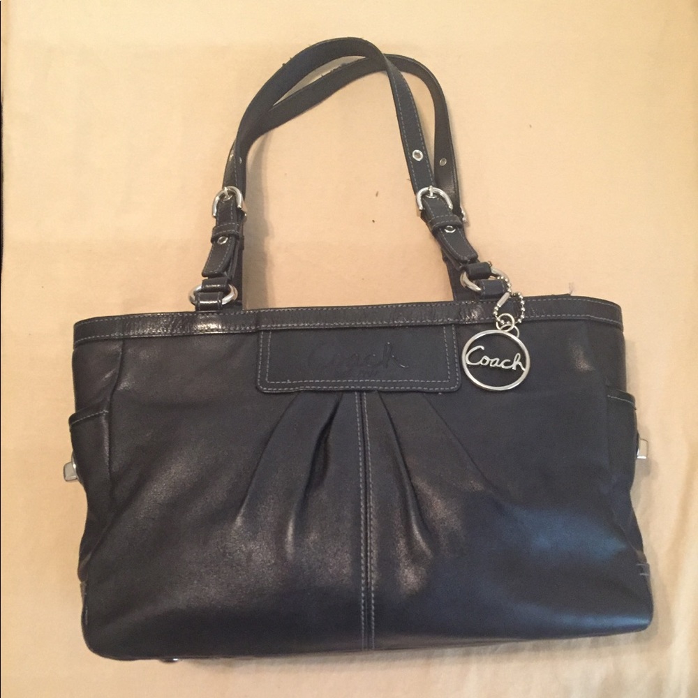 COACH Pleated Leather Black Purse