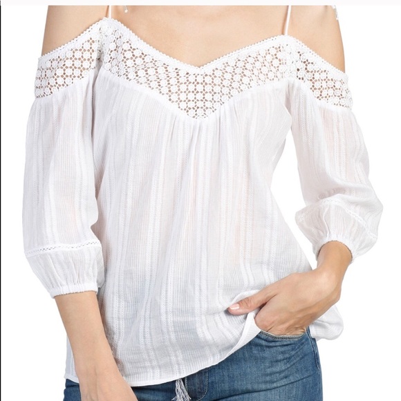 PAIGE Tops - PAIGE Polly Off the Shoulder White 3/4 length Top