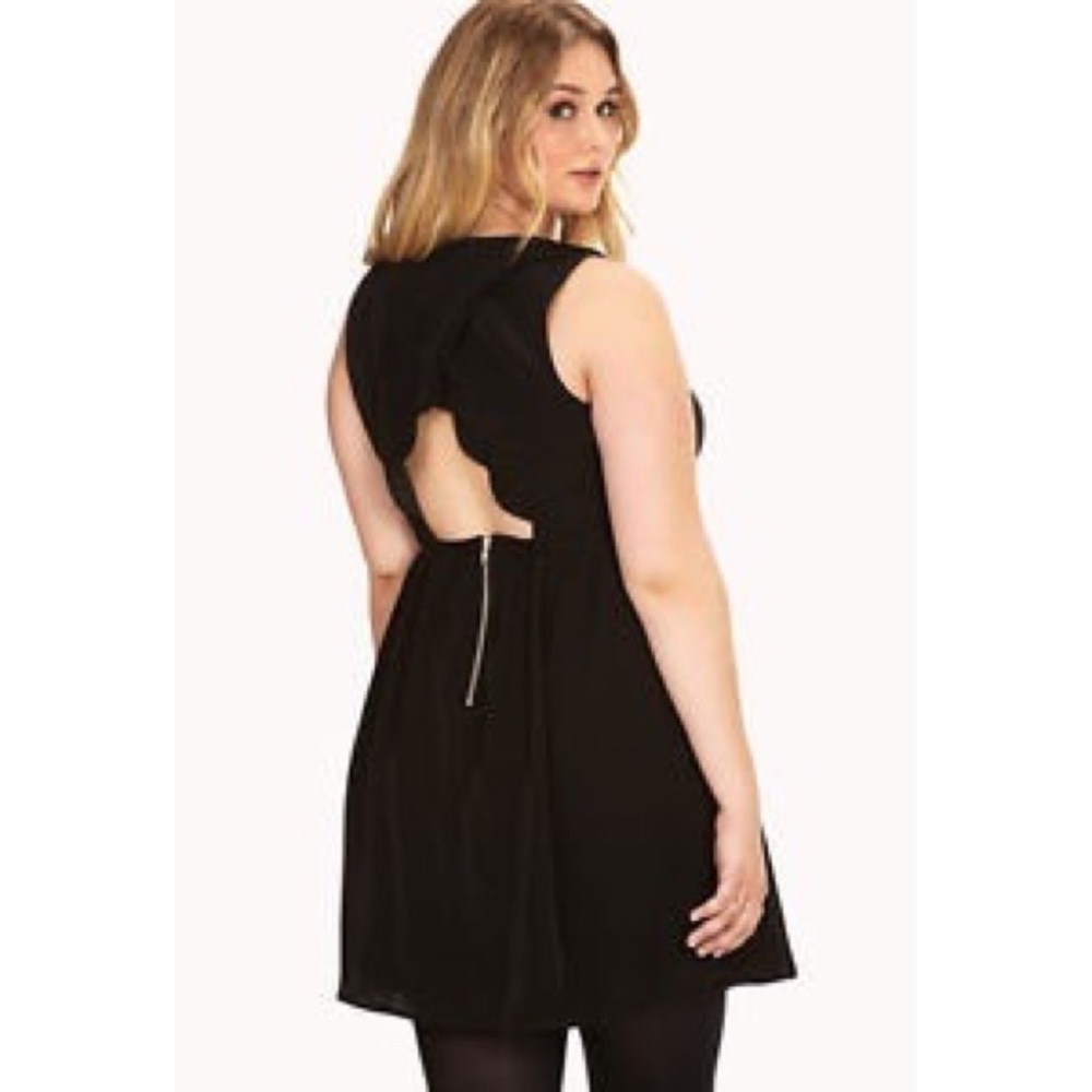 Forever 21 Plus Cutout Scalloped Black Dress - XL