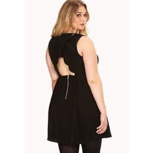 Forever 21 Plus Cutout Scalloped Black Dress - XL