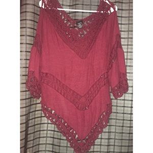 Fishnet maroon quarter sleeve