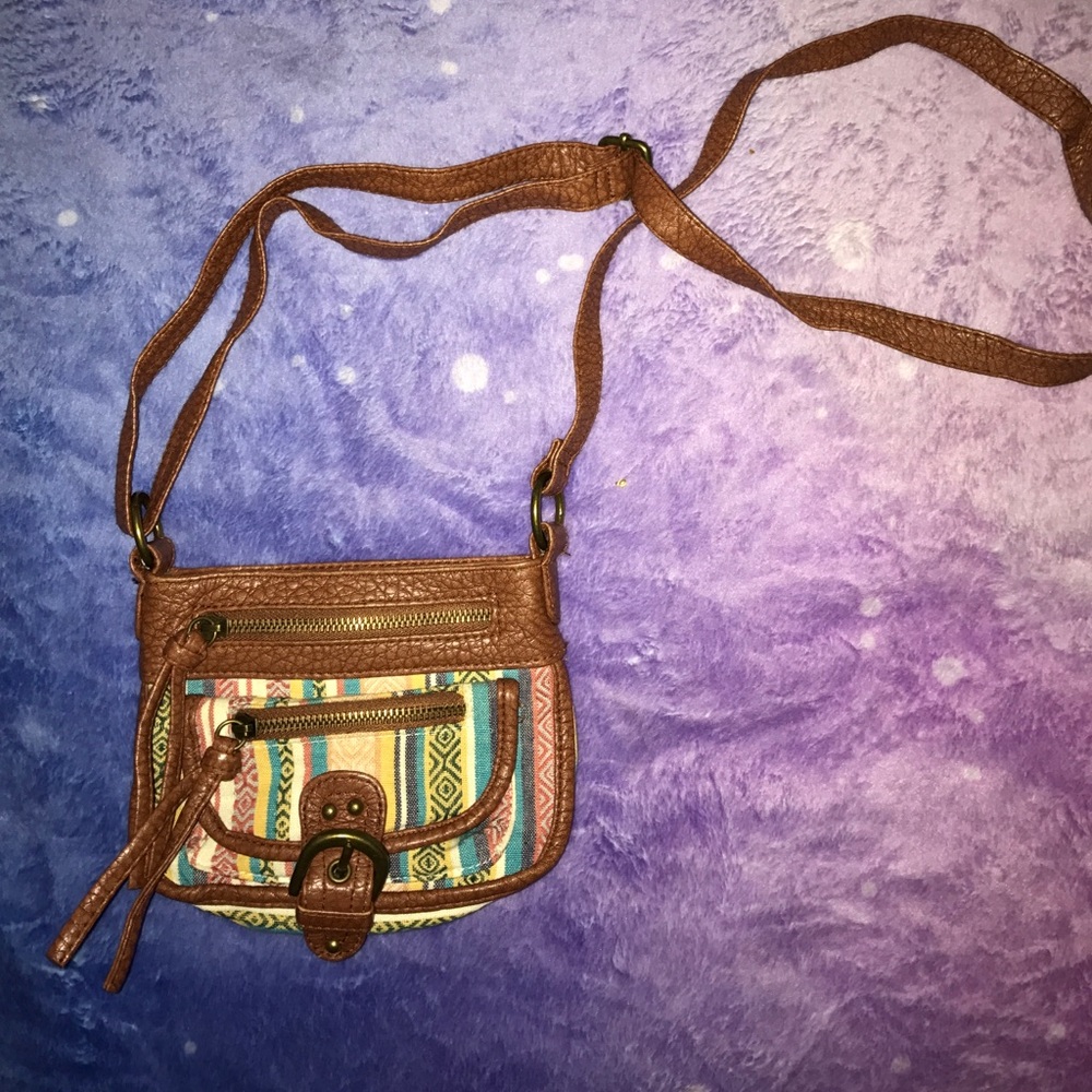 Leather and Aztec print mini bag