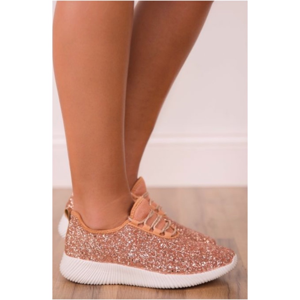 Rose Gold Glitter Sneakers - Picture 6 of 8