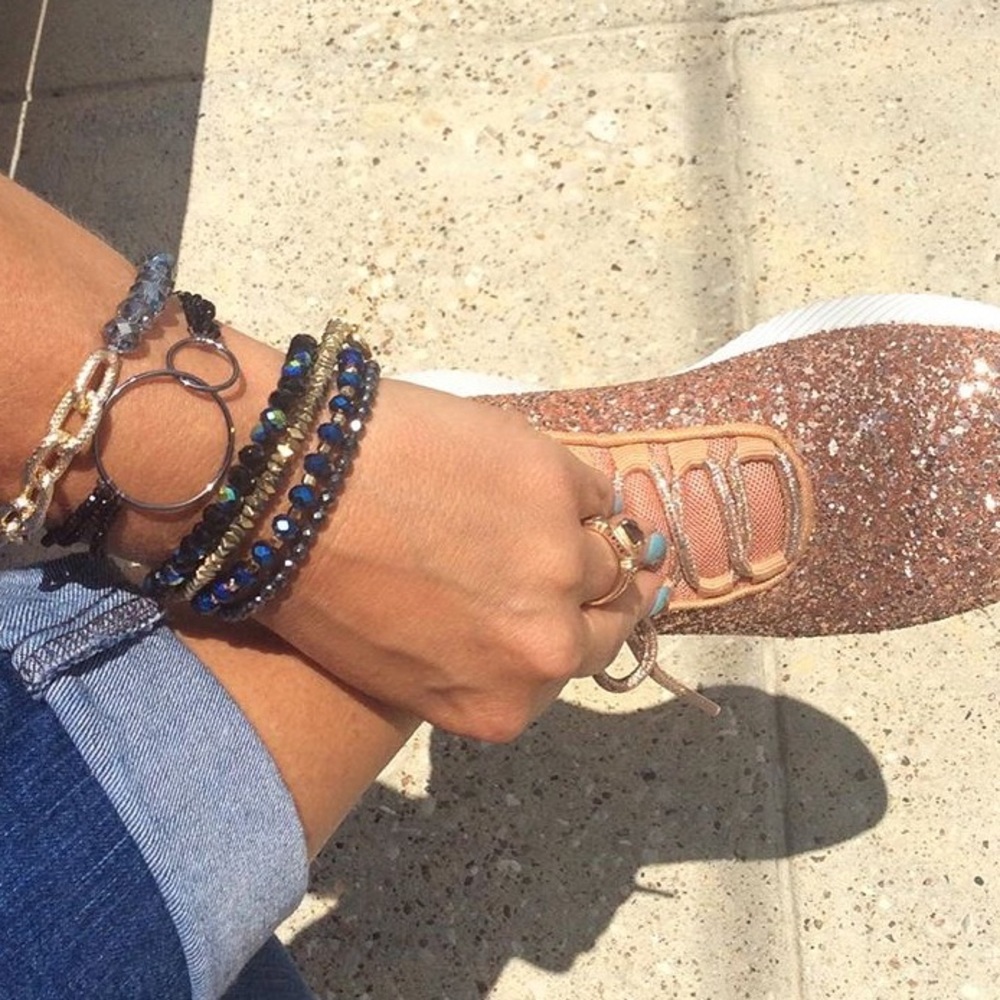 Rose Gold Glitter Sneakers - Picture 2 of 8