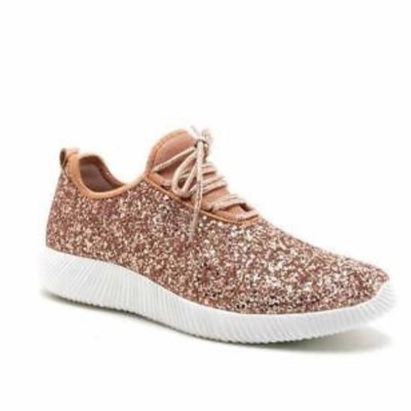 Rose Gold Glitter Sneakers - Picture 4 of 8
