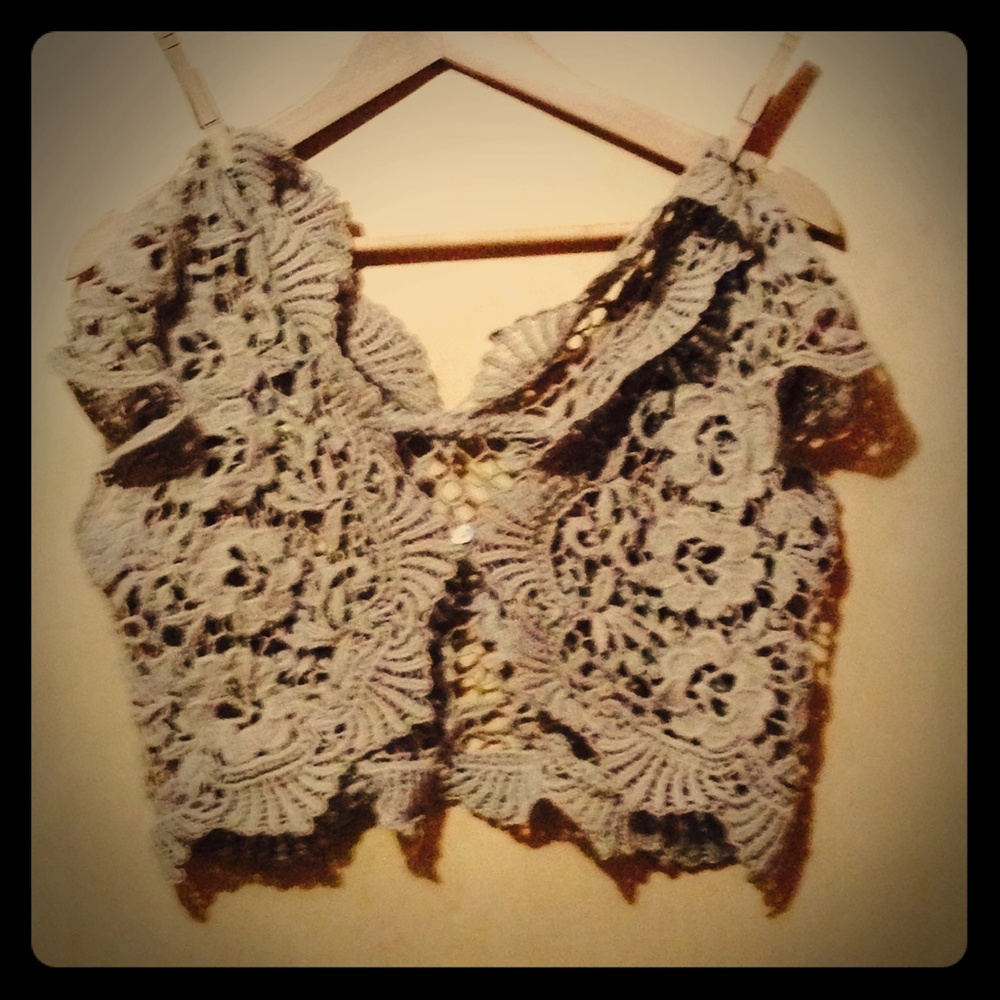 KAREN KANE CROCHET SHRUG KHAKI