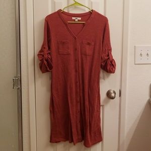 Rust color belted sweater dress