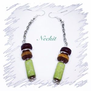 Silver Chain Beaded Earrings