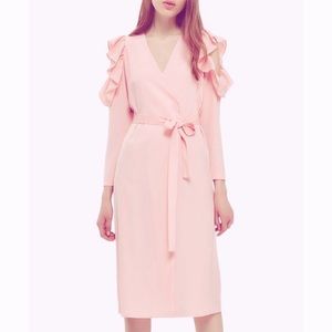(On Hold) TOPSHOP Ruffle Cold Shoulder Wrap Dress