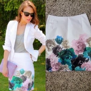 Romantic H&M White Floral Skirt