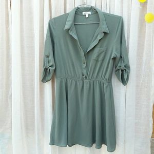 Forest green button up dress size Large