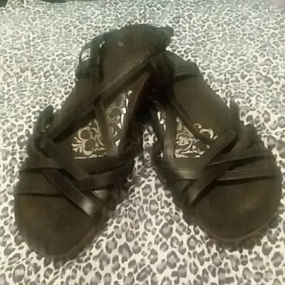 Black Memory Foam Aetrex Sandals ☆Genuian Leather☆