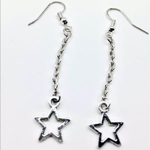 Silver Stars Chain Earrings