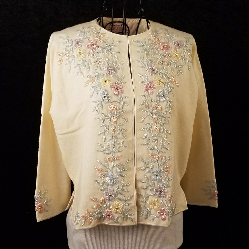 Hand Beaded Cardigan Sweater