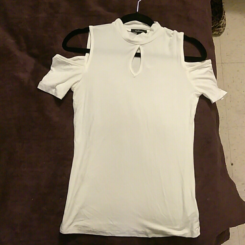 White Cold Shoulder Top