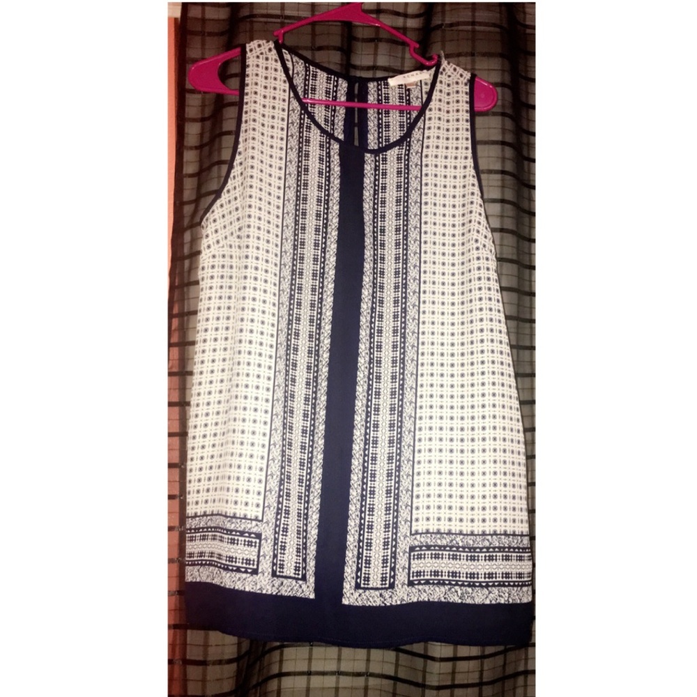 Navy blue/white silk dress