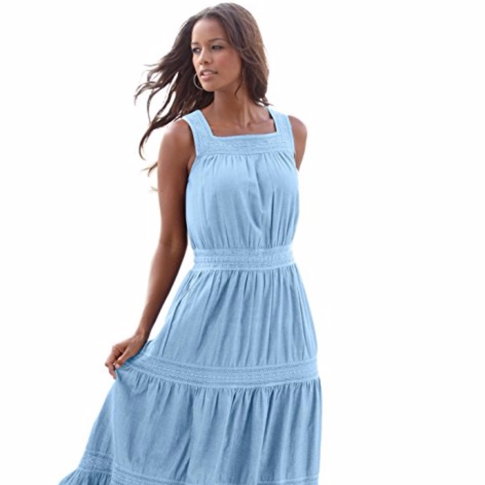 Roaman's 24/7 Womens Plus Size Tiered Lace Dress -